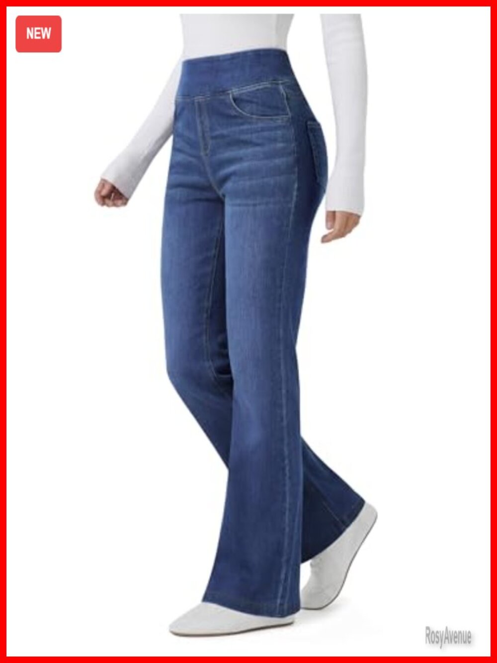 High Waisted Bootcut Flare Jeans Stretchy Pull On Denim Pants